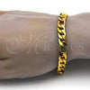 Pulsera Básica 03.256.0016.08 Acero Inoxidable, Diseño de Figaro, Pulido, Tono Dorado (230 Gauge, 08 MM Thickness, 8 Inches Length)