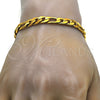 Pulsera Básica 03.256.0016.08 Acero Inoxidable, Diseño de Figaro, Pulido, Tono Dorado (230 Gauge, 08 MM Thickness, 8 Inches Length)