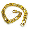 Pulsera Básica 03.256.0016.08 Acero Inoxidable, Diseño de Figaro, Pulido, Tono Dorado (230 Gauge, 08 MM Thickness, 8 Inches Length)