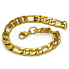 Pulsera Básica 03.256.0016.08 Acero Inoxidable, Diseño de Figaro, Pulido, Tono Dorado (230 Gauge, 08 MM Thickness, 8 Inches Length)