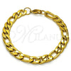 Pulsera Básica 03.256.0016.08 Acero Inoxidable, Diseño de Figaro, Pulido, Tono Dorado (230 Gauge, 08 MM Thickness, 8 Inches Length)