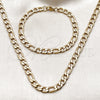 Collar y Pulsera 06.256.0010 Acero Inoxidable, Diseño de Figaro, Pulido, Tono Dorado