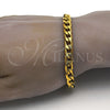 Pulsera Básica 03.256.0018.08 Acero Inoxidable, Diseño de Cubana, Pulido, Tono Dorado (200 Gauge, 07 MM Thickness, 8 Inches Length)
