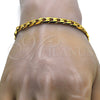 Pulsera Básica 03.256.0018.08 Acero Inoxidable, Diseño de Cubana, Pulido, Tono Dorado (200 Gauge, 07 MM Thickness, 8 Inches Length)