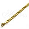 Pulsera Básica 03.256.0018.08 Acero Inoxidable, Diseño de Cubana, Pulido, Tono Dorado (200 Gauge, 07 MM Thickness, 8 Inches Length)