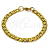 Pulsera Básica 03.256.0018.08 Acero Inoxidable, Diseño de Cubana, Pulido, Tono Dorado (200 Gauge, 07 MM Thickness, 8 Inches Length)