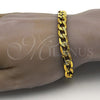 Pulsera Básica 03.256.0019.08 Acero Inoxidable, Diseño de Cubana, Pulido, Tono Dorado (230 Gauge, 09 MM Thickness, 8 Inches Length)