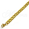 Pulsera Básica 03.256.0019.08 Acero Inoxidable, Diseño de Cubana, Pulido, Tono Dorado (230 Gauge, 09 MM Thickness, 8 Inches Length)