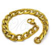 Pulsera Básica 03.256.0019.08 Acero Inoxidable, Diseño de Cubana, Pulido, Tono Dorado (230 Gauge, 09 MM Thickness, 8 Inches Length)