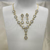 Collar y Dije 06.205.0025 Oro Laminado, Diseño de Gota, con Blanca Zirconia Cubica, Pulido, Tono Dorado