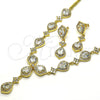 Collar y Dije 06.205.0025 Oro Laminado, Diseño de Gota, con Blanca Zirconia Cubica, Pulido, Tono Dorado