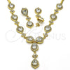 Collar y Dije 06.205.0025 Oro Laminado, Diseño de Gota, con Blanca Zirconia Cubica, Pulido, Tono Dorado