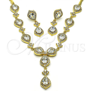 Collar y Dije 06.205.0025 Oro Laminado, Diseño de Gota, con Blanca Zirconia Cubica, Pulido, Tono Dorado