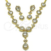 Collar y Dije 06.205.0025 Oro Laminado, Diseño de Gota, con Blanca Zirconia Cubica, Pulido, Tono Dorado