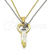 Dije Elegante 05.294.0002 Acero Inoxidable, Diseño de Llave y Amor, con Blanca Cristal, Pulido, Dos Tonos