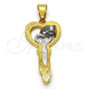 Dije Elegante 05.294.0002 Acero Inoxidable, Diseño de Llave y Amor, con Blanca Cristal, Pulido, Dos Tonos
