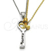 Dije Elegante 05.294.0006.1 Acero Inoxidable, Diseño de Llave y Corazón, con Blanca Cristal, Pulido, Tono Plateado