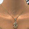 Juego de Arete y Dije de Adulto 10.160.0087 Oro Laminado, con Blanca Cristal, Pulido, Tono Dorado