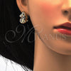 Juego de Arete y Dije de Adulto 10.160.0087 Oro Laminado, con Blanca Cristal, Pulido, Tono Dorado