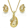 Juego de Arete y Dije de Adulto 10.160.0087 Oro Laminado, con Blanca Cristal, Pulido, Tono Dorado