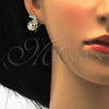 Juego de Arete y Dije de Adulto 10.160.0092 Oro Laminado, con Blanca Cristal, Pulido, Tono Dorado