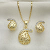 Juego de Arete y Dije de Adulto 10.160.0092 Oro Laminado, con Blanca Cristal, Pulido, Tono Dorado