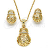 Juego de Arete y Dije de Adulto 10.160.0094 Oro Laminado, con Blanca Cristal, Pulido, Tono Dorado