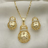 Juego de Arete y Dije de Adulto 10.160.0094 Oro Laminado, con Blanca Cristal, Pulido, Tono Dorado