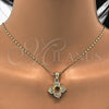 Juego de Arete y Dije de Adulto 10.160.0098 Oro Laminado, Diseño de Flor, con Cafe Cristal, Pulido, Tono Dorado