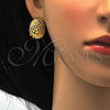 Juego de Arete y Dije de Adulto 10.160.0115 Oro Laminado, con Blanca Cristal, Pulido, Tono Dorado