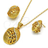 Juego de Arete y Dije de Adulto 10.160.0115 Oro Laminado, con Blanca Cristal, Pulido, Tono Dorado