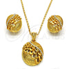 Juego de Arete y Dije de Adulto 10.160.0115 Oro Laminado, con Blanca Cristal, Pulido, Tono Dorado