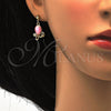 Juego de Arete y Dije de Adulto 10.160.0137 Oro Laminado, Diseño de Gota, con Rosado and Blanca Cristal, Pulido, Tono Dorado