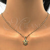 Juego de Arete y Dije de Adulto 10.156.0073 Oro Laminado, Diseño de Niñita Pequeña, con Blanca Micro Pave, Pulido, Tono Dorado