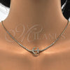 Collar y Pulsera 06.221.0017 Oro Laminado, Diseño de Ancla, con Blanca Zirconia Cubica, Pulido, Tono Dorado