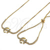 Collar y Pulsera 06.221.0017 Oro Laminado, Diseño de Ancla, con Blanca Zirconia Cubica, Pulido, Tono Dorado