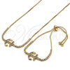 Collar y Pulsera 06.221.0017 Oro Laminado, Diseño de Ancla, con Blanca Zirconia Cubica, Pulido, Tono Dorado