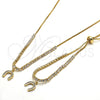 Collar y Pulsera 06.221.0019 Oro Laminado, con Blanca Zirconia Cubica, Pulido, Tono Dorado