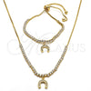Collar y Pulsera 06.221.0019 Oro Laminado, con Blanca Zirconia Cubica, Pulido, Tono Dorado