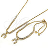 Collar y Pulsera 06.221.0019 Oro Laminado, con Blanca Zirconia Cubica, Pulido, Tono Dorado
