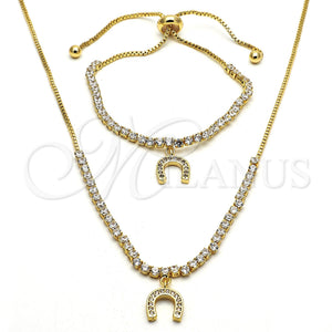 Collar y Pulsera 06.221.0019 Oro Laminado, con Blanca Zirconia Cubica, Pulido, Tono Dorado