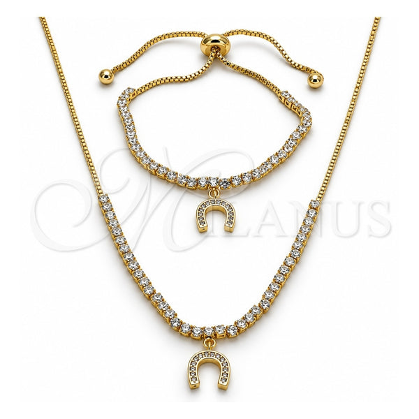 Collar y Pulsera 06.221.0019 Oro Laminado, con Zirconia Cubica Blanca, Pulido, Tono Dorado