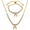 Collar y Pulsera 06.221.0019 Oro Laminado, con Blanca Zirconia Cubica, Pulido, Tono Dorado
