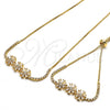 Collar y Pulsera 06.221.0021 Oro Laminado, Diseño de Flor, con Zirconia Cubica Blanca, Pulido, Tono Dorado