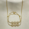 Collar y Pulsera 06.221.0021 Oro Laminado, Diseño de Flor, con Zirconia Cubica Blanca, Pulido, Tono Dorado