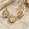 Juego de Arete y Dije de Adulto 5.057.010.1 Oro Laminado, con Zirconia Cubica Champan, Pulido, Tono Dorado