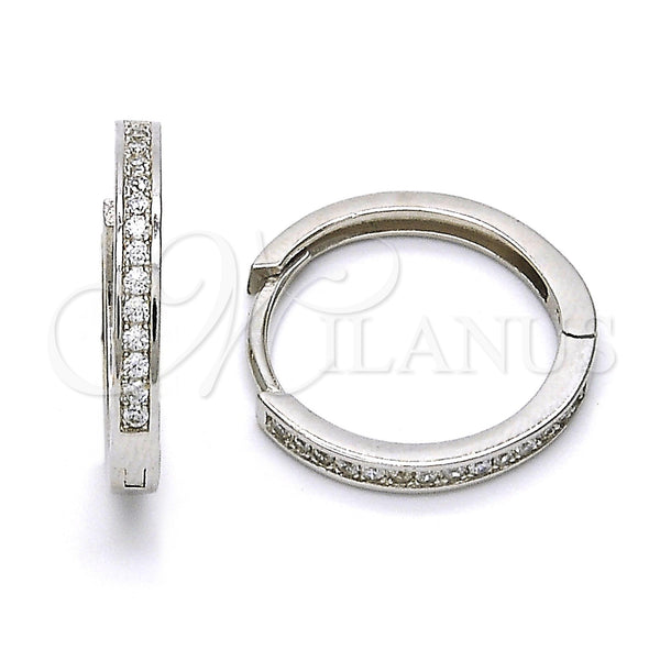 Argolla Huggie 02.286.0001.20 Plata Rodinada, con Blanca Zirconia Cubica, Pulido, Rodinado