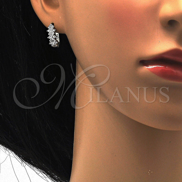 Argolla Huggie 02.286.0002.15 Plata Rodinada, con Blanca Zirconia Cubica, Pulido, Rodinado