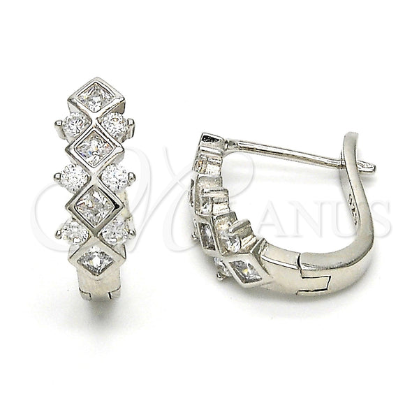 Argolla Huggie 02.286.0002.15 Plata Rodinada, con Blanca Zirconia Cubica, Pulido, Rodinado