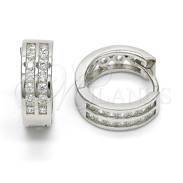 Argolla Huggie 02.286.0004.15 Plata Rodinada, con Zirconia Cubica Blanca, Pulido, Rodinado